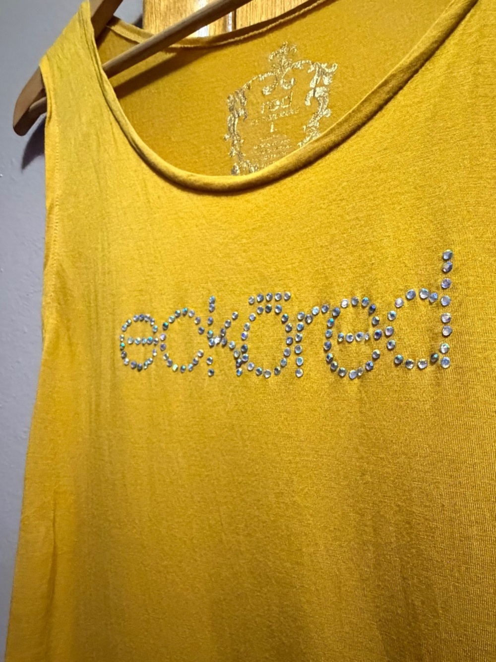 Y2K Ecko Red Bling Rhinestone Vintage Sleeveless Yellow Tank Top Womens/Juniors